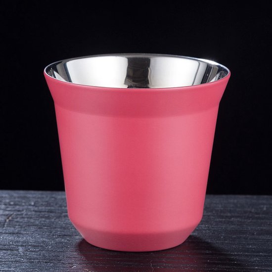 Koffiekopje Roestvrij Staal - Espresso Mok Thermisch - Warme Drank Genieten - Dubbelwandig Geïsoleerd - 85 ml - Fuchsia — afbeelding 5