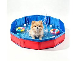 ZMR® Hondenzwembad - Hondenzwembaden - Hondenzwembad Opvouwbaar - Rood/Blauw - 50cm x 10cm x 10cm