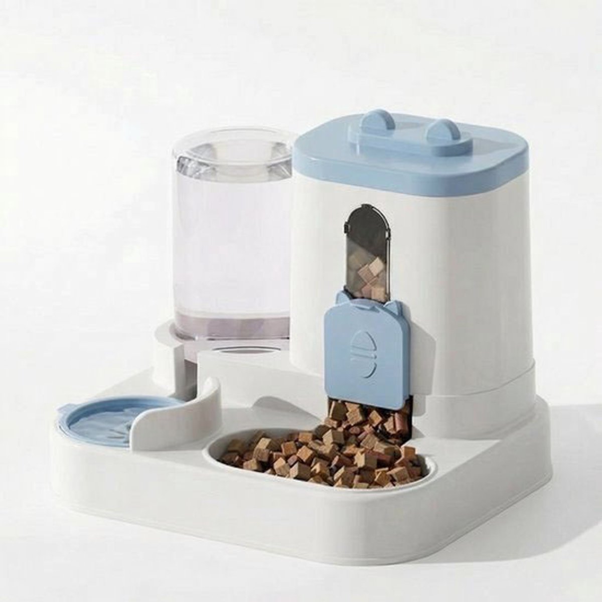 2-in-1 Automatische Voerbak en Drinkbak Kat & Hond - 3L Capaciteit - Zwaartekracht Voersysteem - Anti-Lek Sifon - BPA-Vrij - Blauw