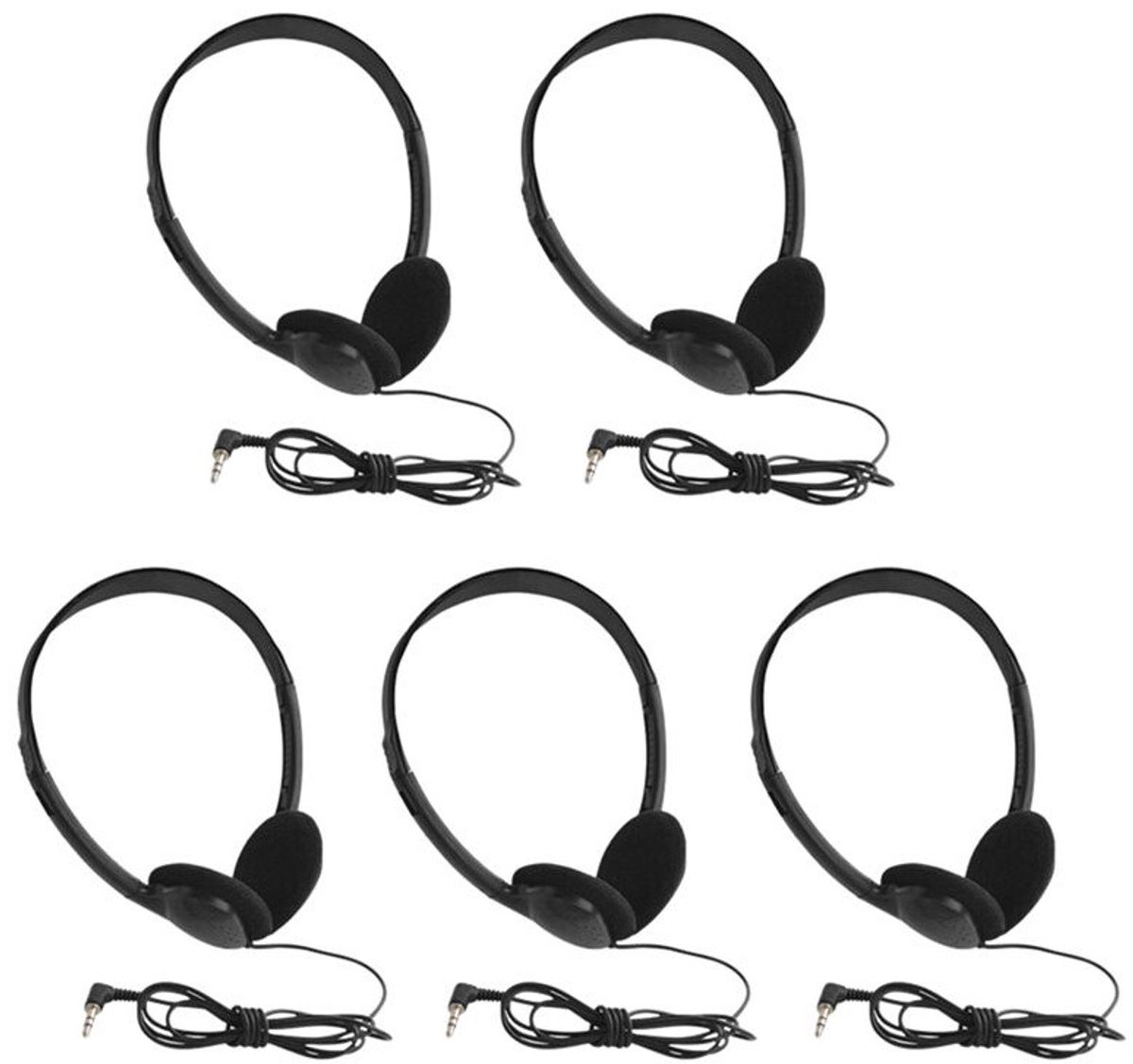5-delige hoofdtelefoonset Geschikt voor in de klas, kinderhoofdtelefoons, 3,5 mm audiohoofdtelefoons, Geschikt voor leerlingen, kinderen, peuters en tieners.