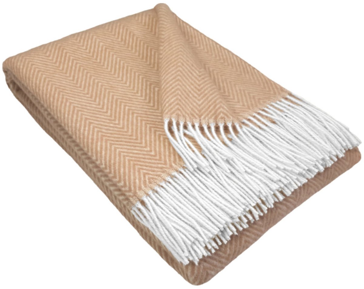 Wollen Plaid - HELSINKI - Beige (140x200cm) 100% Wol - Plaids.shop®
