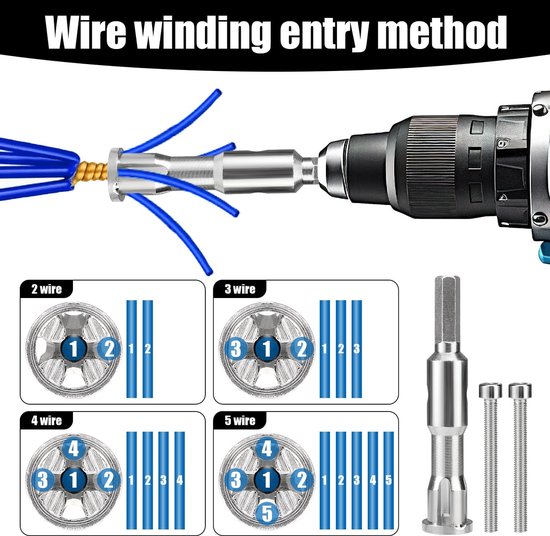 Draadtwister - Gegalvaniseerde Stalen Boordraadtwister - Draagbare Kabeldraadconnectortool - Elektrische en Handmatige Boormachines - Schroeven Inbegrepen van Merkloos	 — afbeelding 3