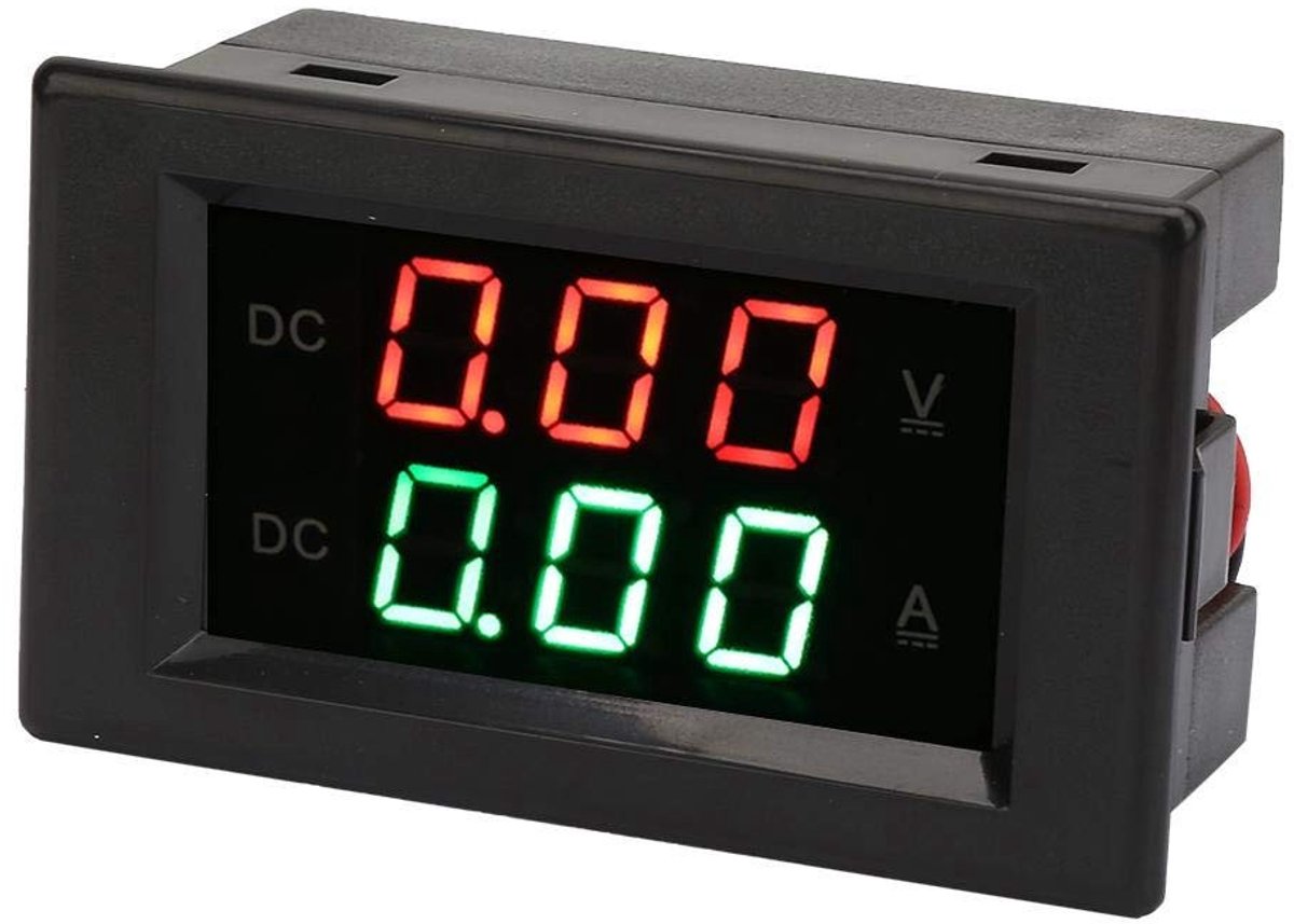 Dailygoody - Dual Display Volt Amp Meter - Digitale spanningsmeter - Groot LED-display - Spanning en stroom - Kalibratie mogelijk - Geschikt voor batt...