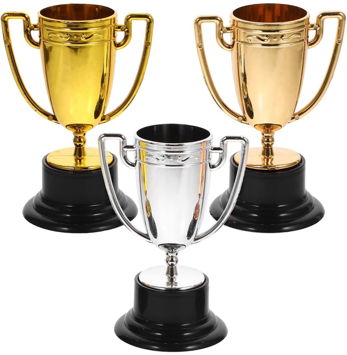 Dailygoody - Trofeeën - Mini-glazen trofeeën set - Decoratie voor kinderen - Zilver - Honkbaltrofeeën - Feestaandenken