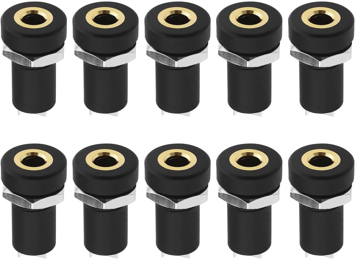 Dailygoody - 3,5 mm vrouwelijke mono jack - Paneelmontage - Duurzaam materiaal - Zwart - Soldeerconnectoren - Geschikt voor CD-spelers en laptops - 10...