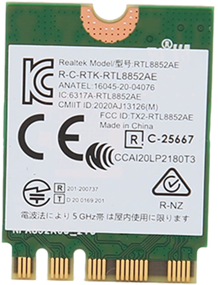 Allecto - WiFi 6 Draadloze Kaart - 1800 Mbps - Compact formaat - BT 5.2 - MU - Voor Desktop en Laptop - M.2