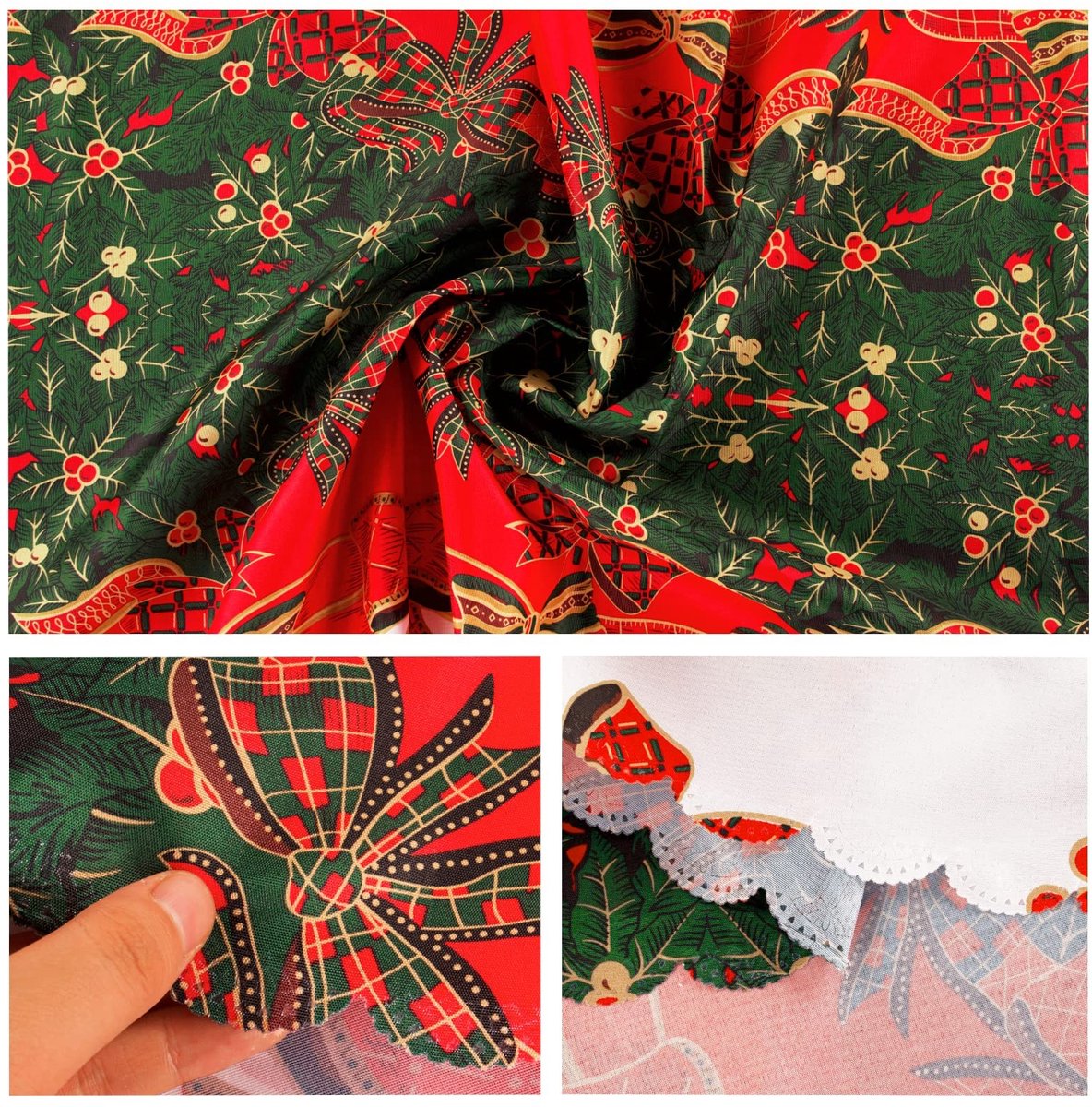 Dailygoody - Tafelkleed - Kerstmis - Wasbaar - Rood met strikken - Eettafel - 180 x 150 cm