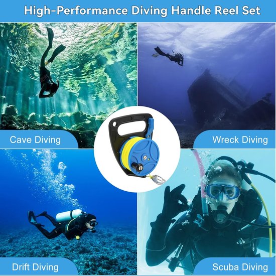 Plplaaoo Duik Reel met Clip - 83m Nylon Draad voor Speervissen en Wateractiviteiten - Blauwe Wielen van Merkloos — afbeelding 4