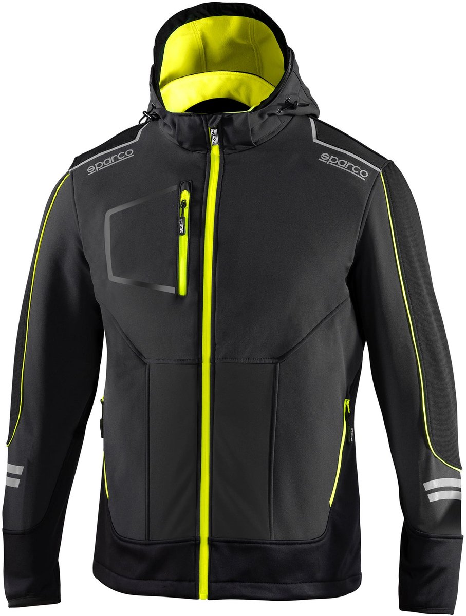 Sparco Tech York Softshell Jas - Zwart — Geel