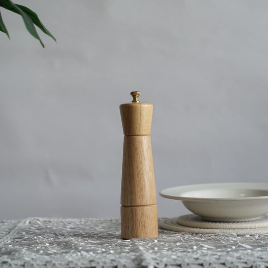 Verstelbare Zoutmolen met Keramisch Maalsysteem van Rubberhout - 22 cm Hoog, Onderkant DIA: 5,5 cm, Perfect voor Keuken en Tafeldecoratie van Merkloos — afbeelding 2