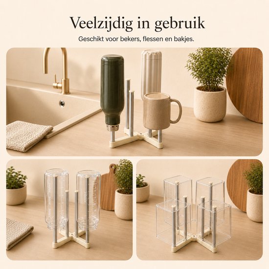 Bangosa Flessen Droogrek - Droogrek Flessen - Flessenrek voor baby - Flessenrek baby - Vershoudzakkenhouder - Boterhamzakjes droogrek van Bangosa — afbeelding 2