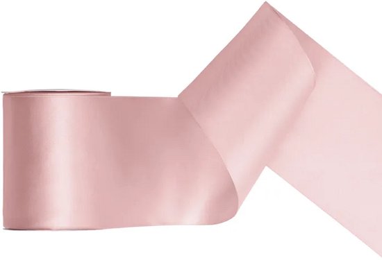 Satijn lint 100mm breed licht dusty roze , rol 25 meter - hobbylint - sierlint - cadeaulint - satin ribbon