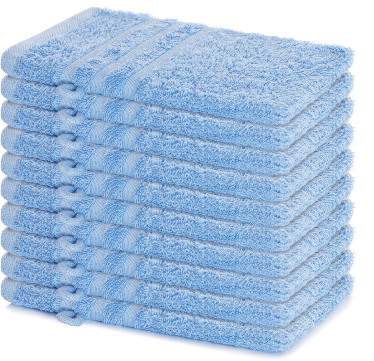 Lavea® Set van 10 washandjes 15x21 cm van 100% katoen badstof – Zacht & absorberend – Ideaal voor thuis, hotel, spa en baby – Dolfijnblauw