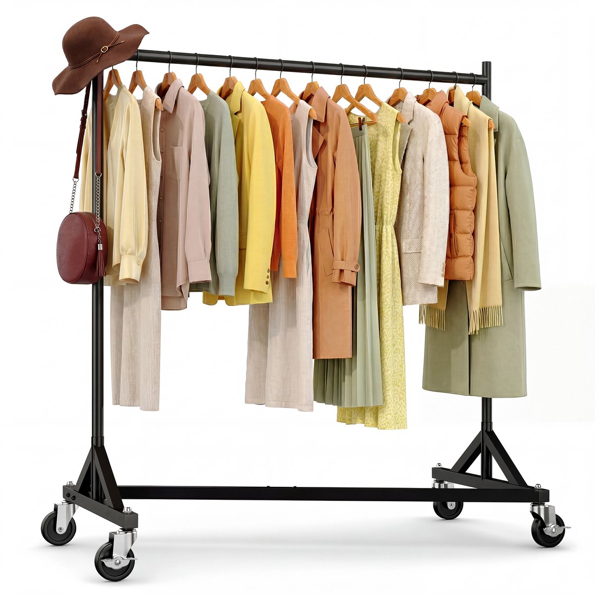 HOKEEPER Z-Rack - Zwart zwaar kledingrek op wielen - 182 kg draagvermogen - Hoogte verstelbaar 150-180 cm