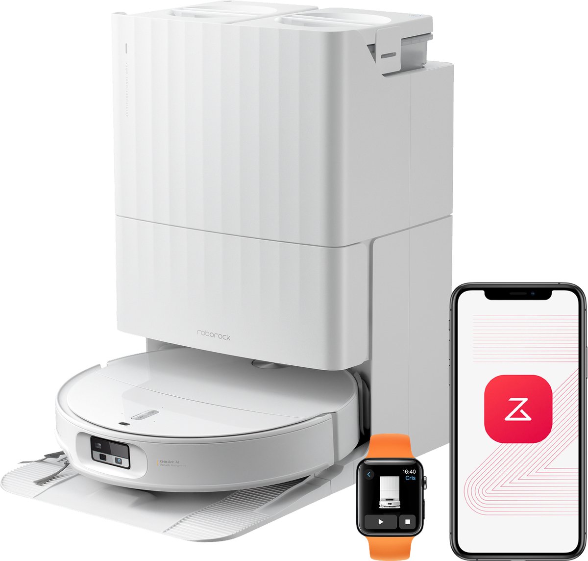 Roborock Qrevo Edge 2-robotstofzuiger-25.000 Pa-7,98 cm ultraslank ontwerp-12 mm dweilheffing-80℃ Warmwatermopwas&Zelfreinigend Station-FlexiArm Technology-RetractSense navigatiesysteem-dubbel anti-klitssysteem-Reactieve AI en Roborock app-bediening. — afbeelding 1