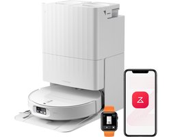 Roborock Qrevo Edge 2-robotstofzuiger-25.000 Pa-7,98 cm ultraslank ontwerp-12 mm dweilheffing-80℃ Warmwatermopwas&Zelfreinigend Station-FlexiArm Technology-RetractSense navigatiesysteem-dubbel anti-klitssysteem-Reactieve AI en Roborock app-bediening.