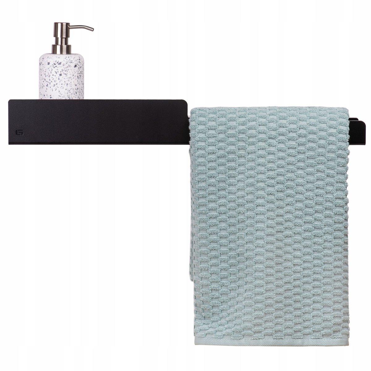 SlowDeco NAOMI - Badkamerplank - Handdoekhouder rechts - 60 cm - Zwart - Aluminium