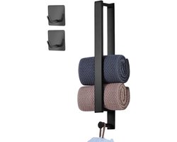 Handdoekhouder zonder boren 40cm – zelfklevend roestvrij staal met 2 haken, multifunctioneel voor badkamer & keuken, wandhanddoekhouder, keukenrolhouder, modern, duurzaam, anti-roest, makkelijk te monteren