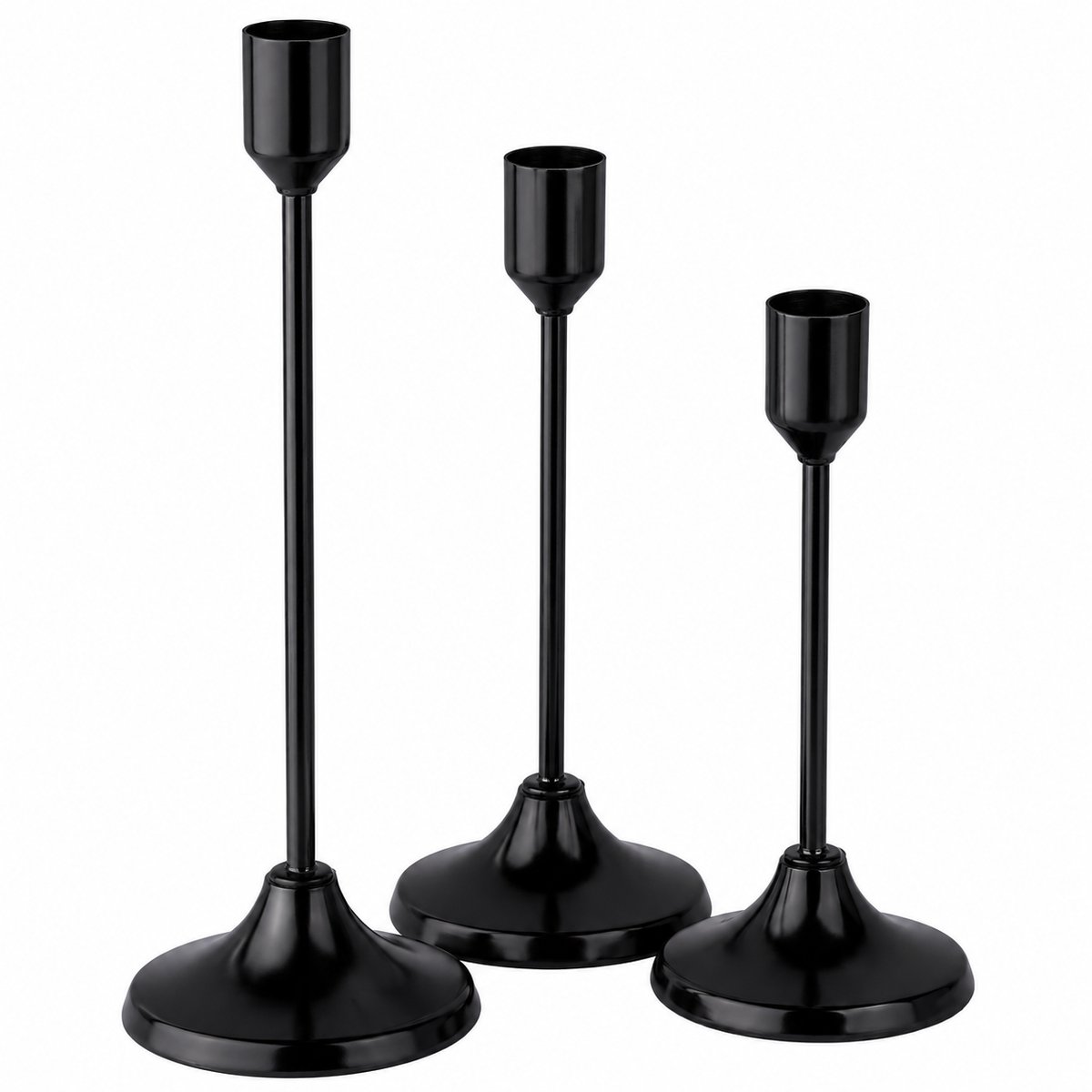 NUVEX Zwart metalen kandelaars set 3 stuks woondecoratie diner tafel decoratie smalle hoge kaars houders modern minimalistisch design centrum stuk feest bruiloft huis decoratie