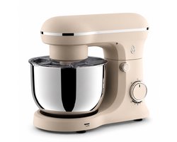 Motivai Keukenrobot 1500W - 5L Keukenmachine met Mengkom - Mixer met 10 Snelheden & Pulse - Inclusief Deeghaak, Garde & Menghaak - Matte Beige