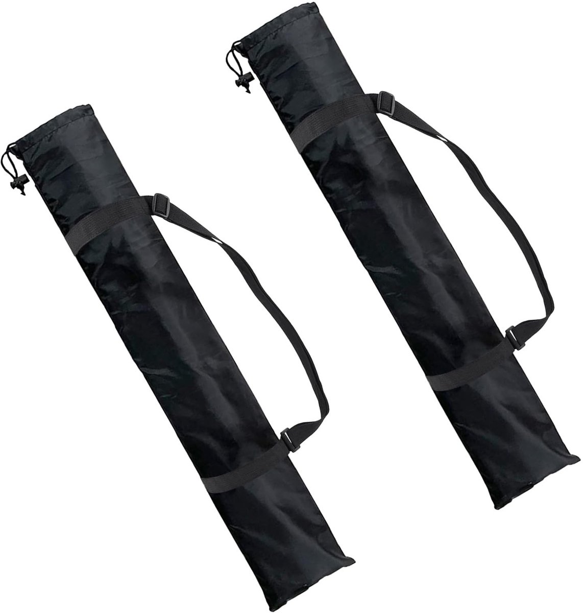 Dailygoody - Statieftas - Draagbare Tentstok Opbergtas - Trekkoord - Zwart - Transporttas - Lichtstandaard - 2 stuks - 23 x 130 cm