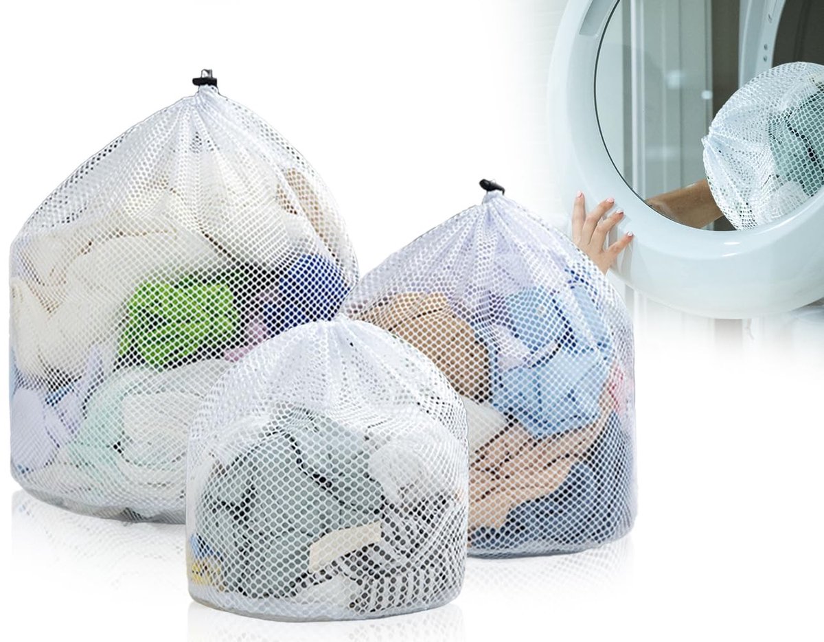 Dailygoody - Wasnet - Herbruikbare waszakken - Ideaal voor delicate kleding - 3 maten - Grof mesh ontwerp - Voor wasmachine - 30x40, 40x50, 50x60 cm