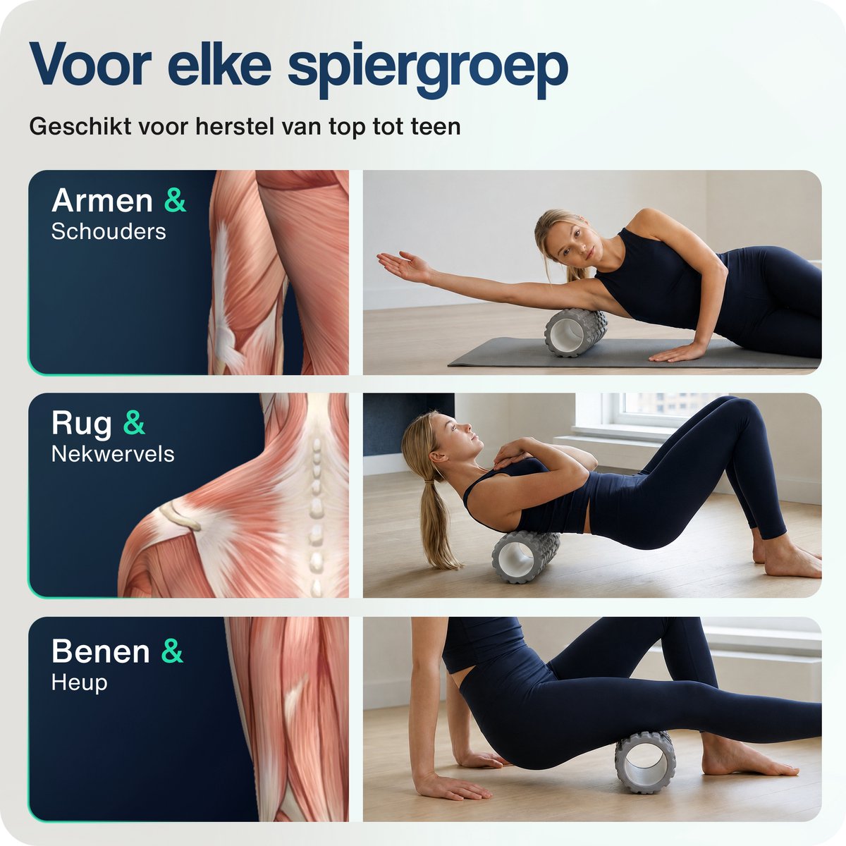 Hulser Foam Roller 33 cm – Massage roller – Fitness en Yoga foamroller – Grijs – Met digitale startgids - Voor triggerpoint massage - Grid Trigger thumbnail 4