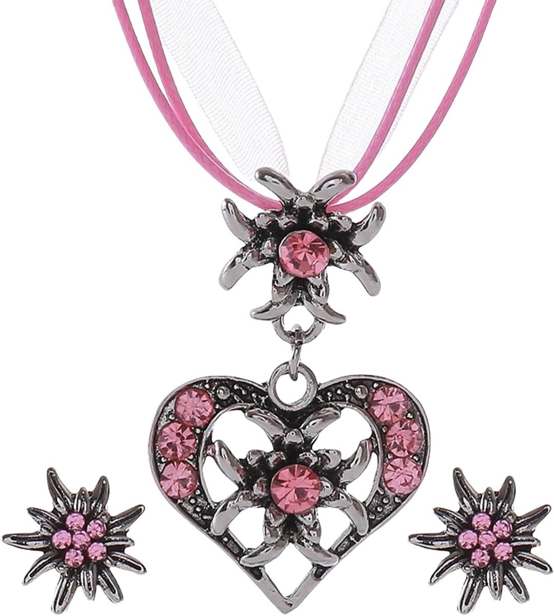 Oktoberfest accessoires voor vrouwen: dirndl, edelweiss sieraden set, kostuum ketting en oorbellen voor een perfecte Wiesn look