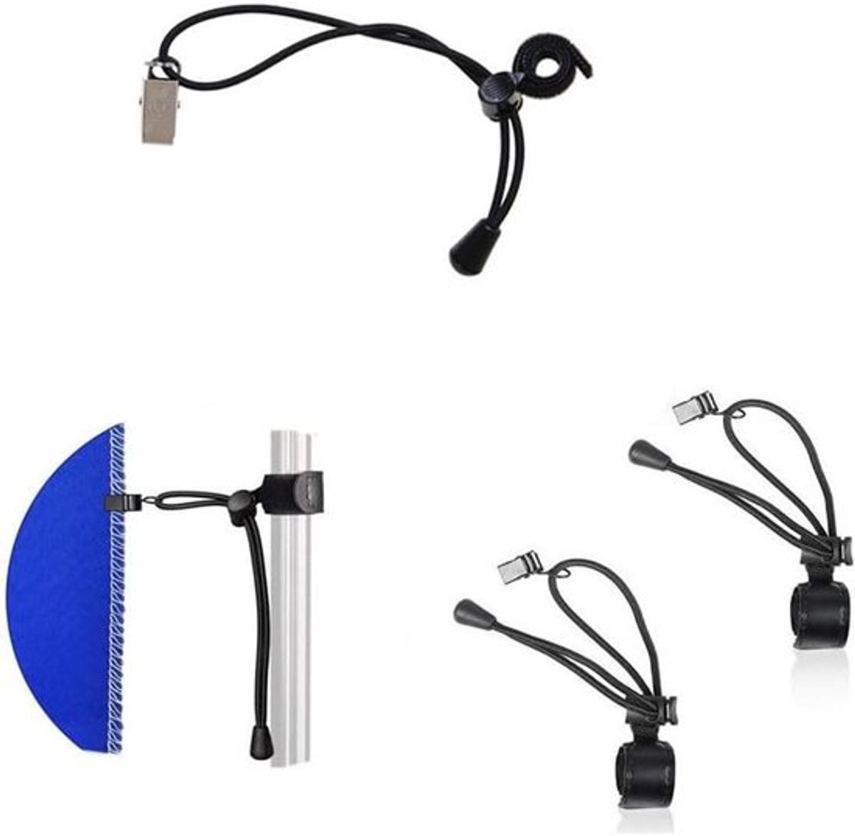 Achtergrond Klemmen - Fotografie - Clips - Metaal - Studio - Elastisch Touw - Geschikt voor Foto en Video - Zwart - 8 stuks Foto Achtergrond Clips met Metalen Gesp Elastisch Touw voor Fotografie Video Studio Televisie Projectie Landschap.