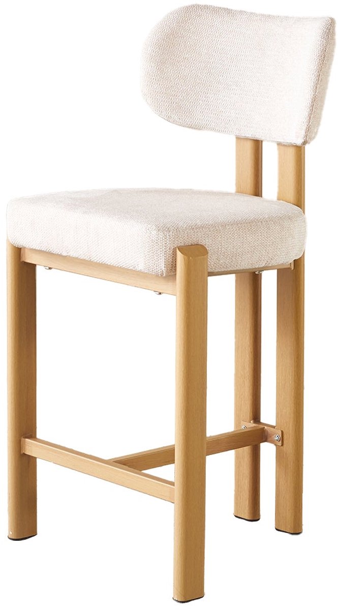 SET DEAL 2 stuks: Barkruk Japandi beige Naomi lichtbruin minimalistische barstoel japanse stijl