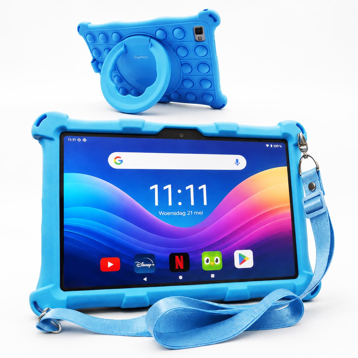 Bol.com AngelTech Kindertablet XL PRO II - Android 16 - 6+8GB RAM – 128+64GB - Snelle 10 inch Kindertablet - Vanaf 3 Jaar – 100%... aanbieding