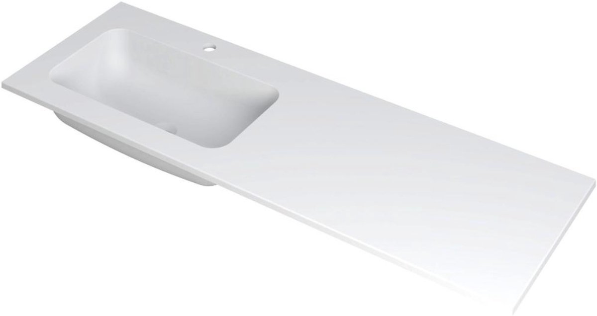 INK Faktor Wastafel Polystone Links met 1 Kraangat - 1400x450x15 mm - Mat Wit