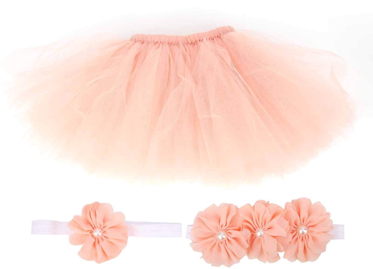 Dailygoody - Baby Meisje Tutu Rok - Pasgeboren Fotografie Set - Roze - Hoofdband en Rok - Ideaal voor Verjaardagsfeestje en Fotostudio - Flexibele Maat