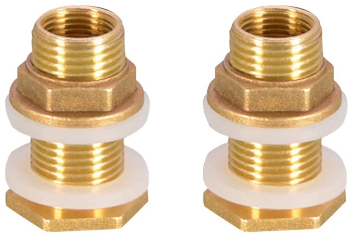 Dailygoody - Messing Watertankconnector - Duurzaam en Roestbestendig - 2 Stuks - 1/2 Inch Mannelijk en 3/8 Inch Vrouwelijk - Ideaal voor Watertoren -