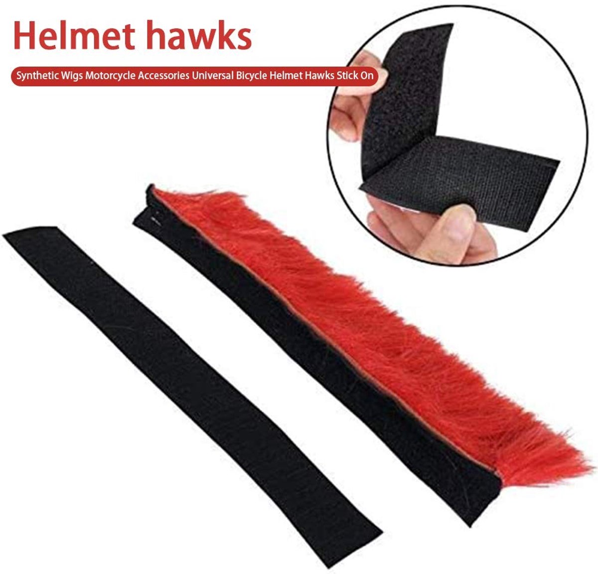 Dailygoody - Mohawk Pruik Helm - Zelfklevende Mohawk - Voor Motorhelm - Oranje - Flexibel en Herbruikbaar - Geschikt voor Fietshelm - Compact Formaat – foto 3