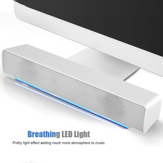 Allecto - USB PC Soundbar - Draagbare Luidspreker - Slank Design - Witte Kleur - Stereo Subwoofer - Geschikt voor Laptop en Desktop - TV en Tablet van Merkloos — afbeelding 5