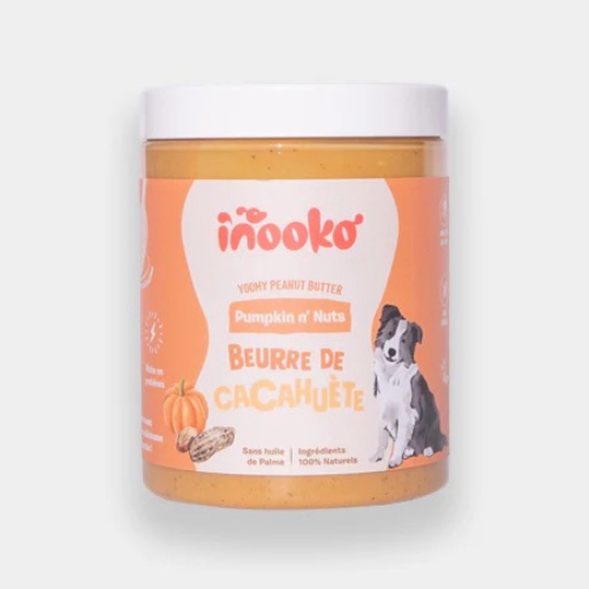 Inooko pindakaas voor honden – Pompoen & Kaneel - natuurlijke pindakaas zonder palmolie en xylitol - 300gr