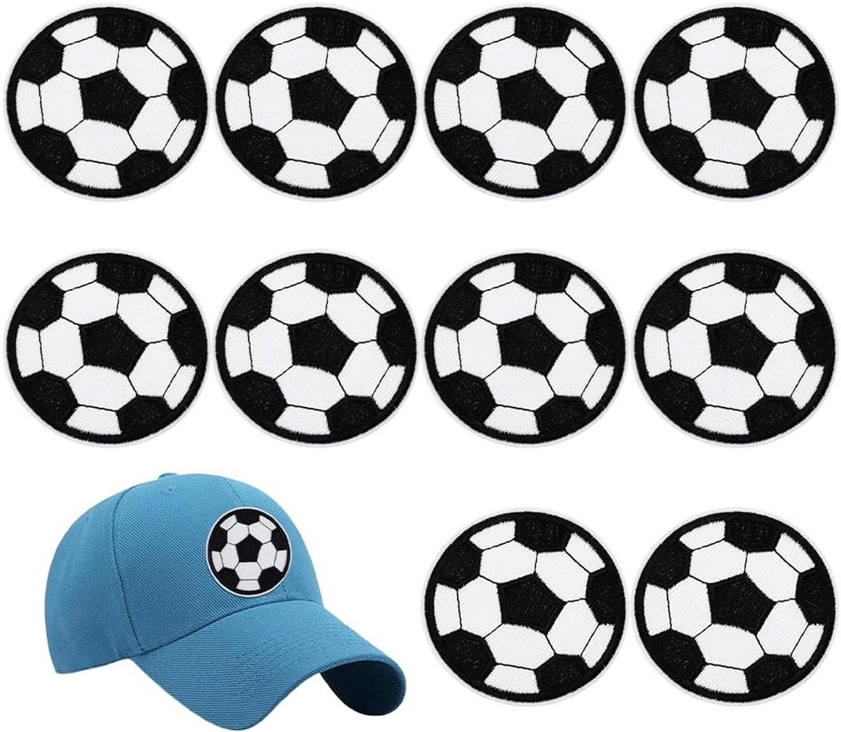 10 Stuks Voetbal Patch, 2.8 Inch Geborduurde Naai op Ijzer Patches voor Kleding, T-Shirts, Jassen en Sportevenementen