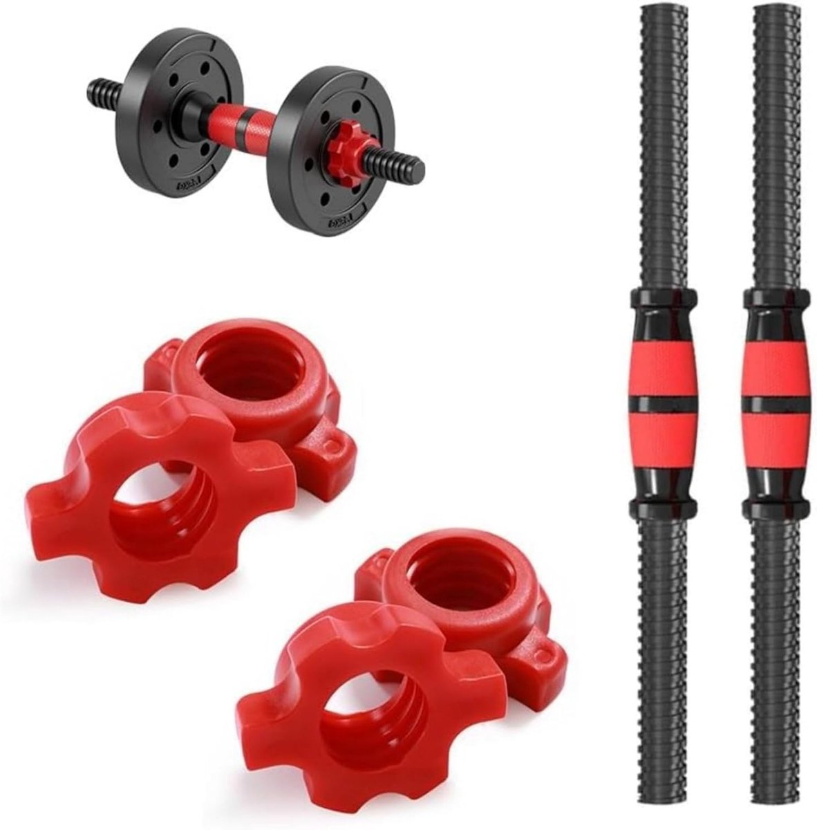 Dumbbell Bars van 40 cm voor Gewichtheffen met 4 Stuks Moeren, Lichtgewicht en Antislip Handvatten voor Effectieve Krachttraining en Thuis Fitness