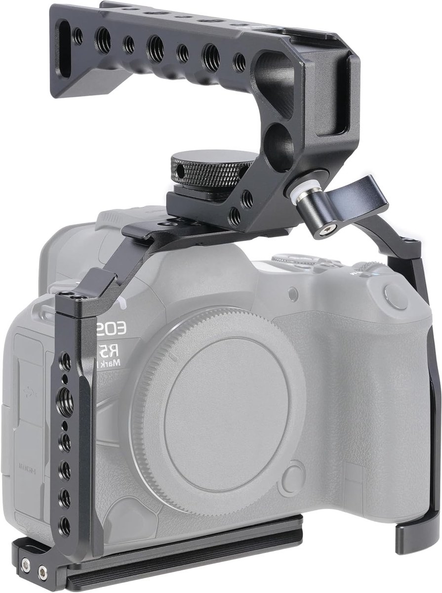 Camera Cage en Top Handle Kit voor Canon EOS R5 Mark II - Aluminium Vlogging Rig met NATO Rail, Cold Shoe en Snelle Ontgrendeling