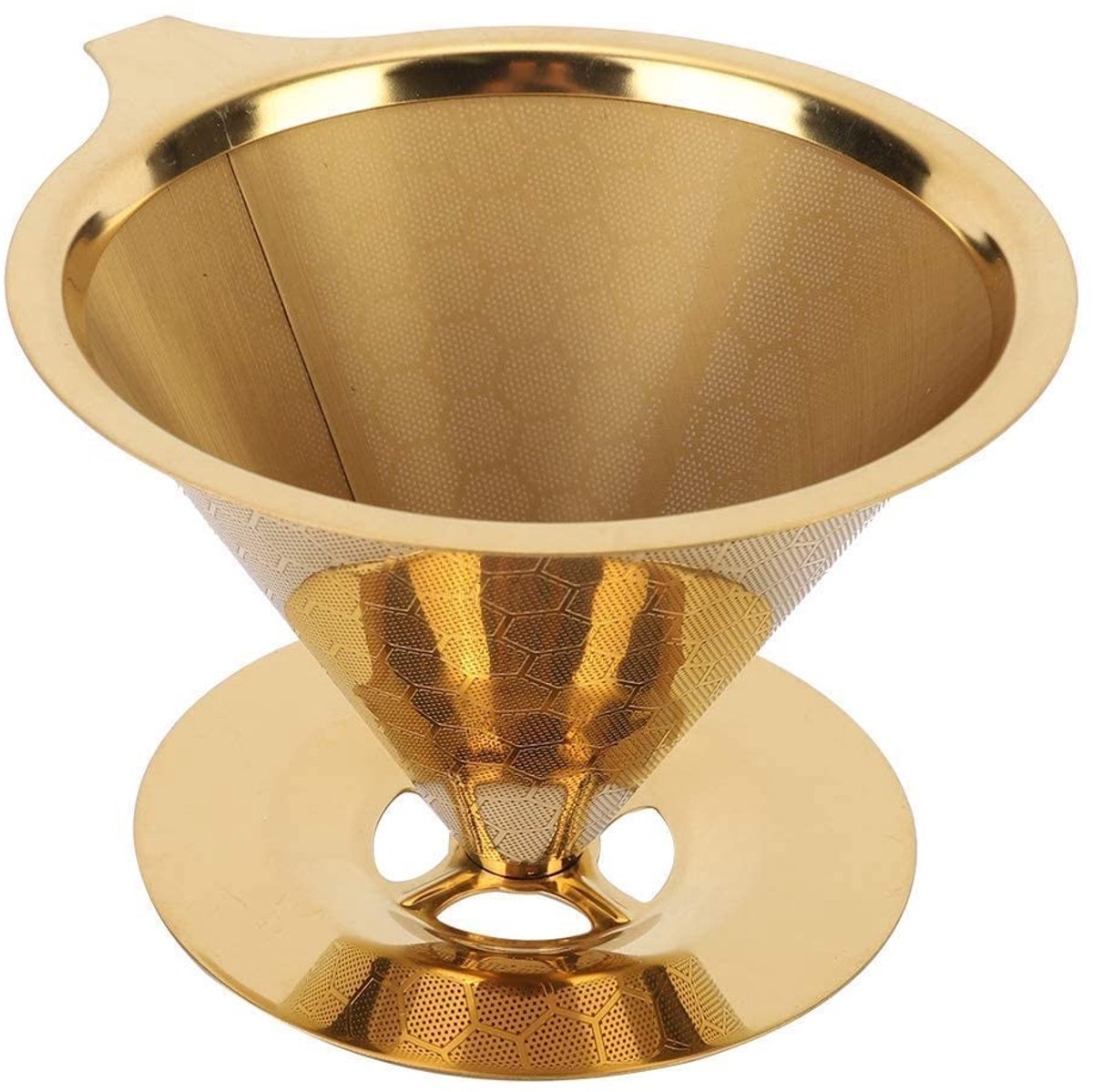 Herbruikbaar Giet-over Koffiefilter - Goud RVS Honeycombed Koffie Dripper Nieuw