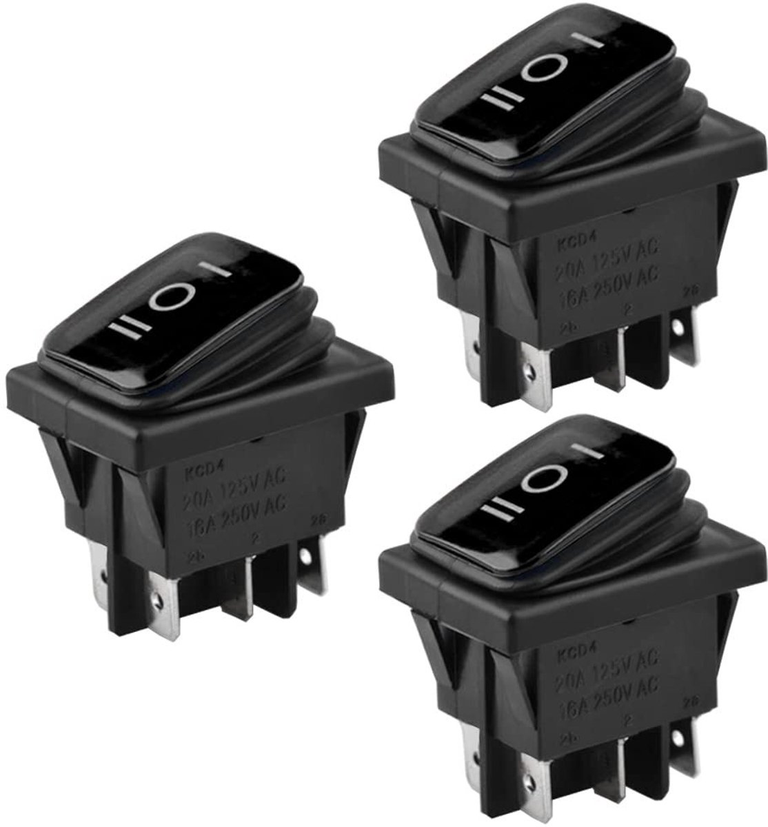 Dailygoody - Toggle Switch - Waterproof - 16A 250V - Momentary Push Button - Geschikt voor auto - 3x rond