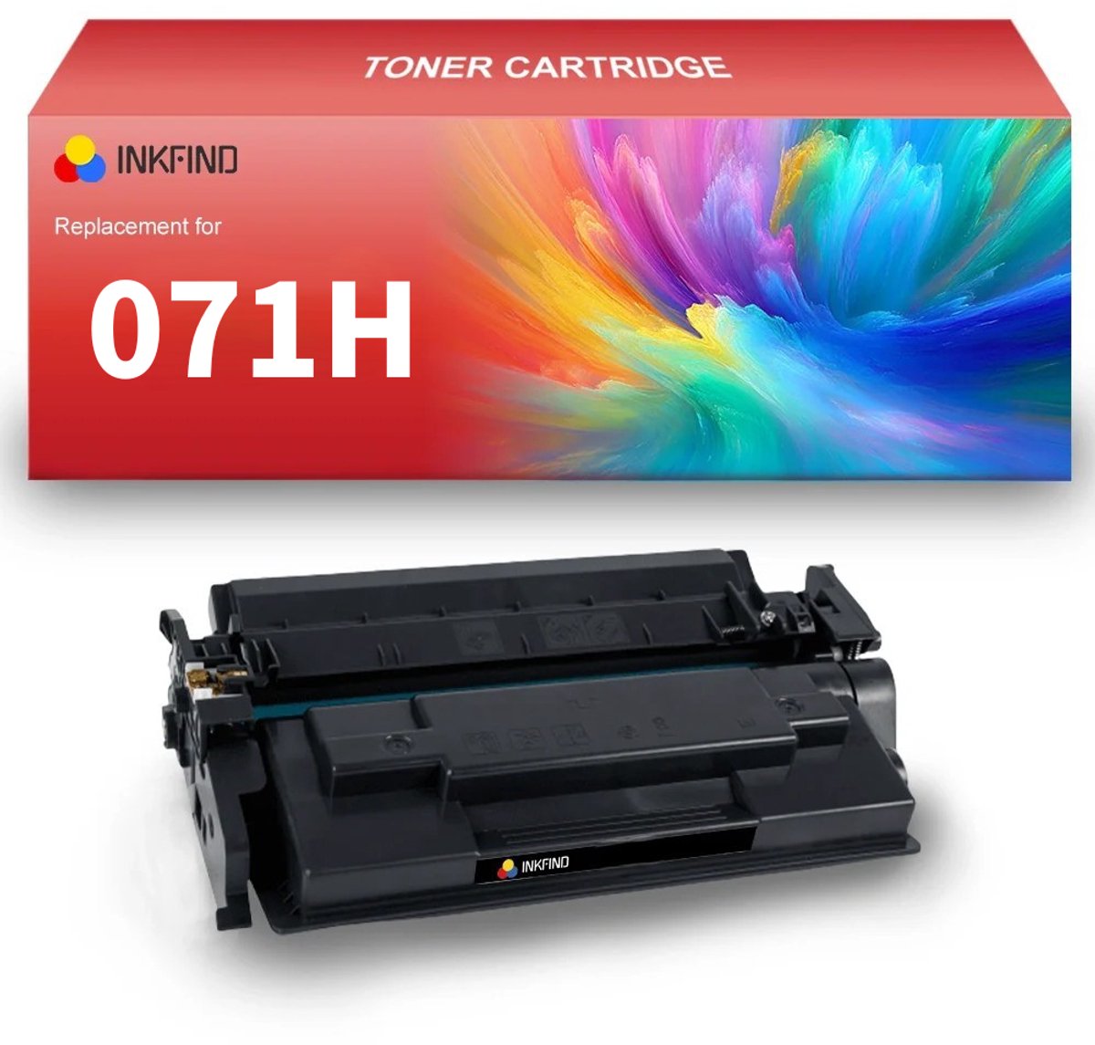 INKFIND 071H Tonercartridge (met chip), compatibel met Canon 071 071H tonercartridge zwart voor i-SENSYS LBP122dw MF275dw MF272dw (071H, 2500 pagina's)