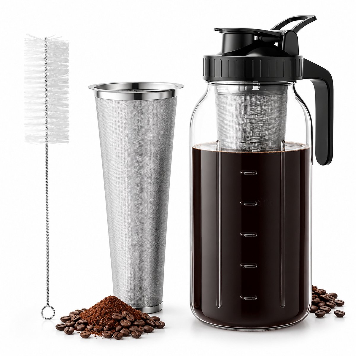 BOTC Cold Brew Koffie Maker - Slow Coffee - 1.8 Liter - Borosilicaat Glas - Zwart