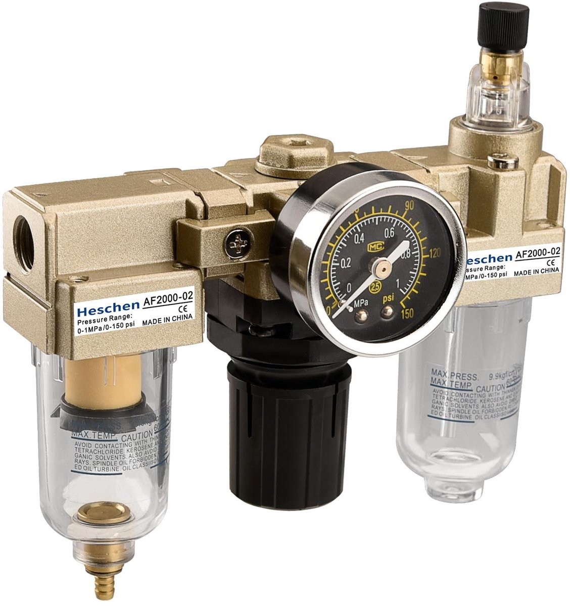 OmGoods - Dailygoody - Luchtbron Behandeling Regulator - Instelbare Druk - Hoge Precisie - 0-1 MPa - Met Manometer - Geschikt voor Pneumatische Systemen - AC200...