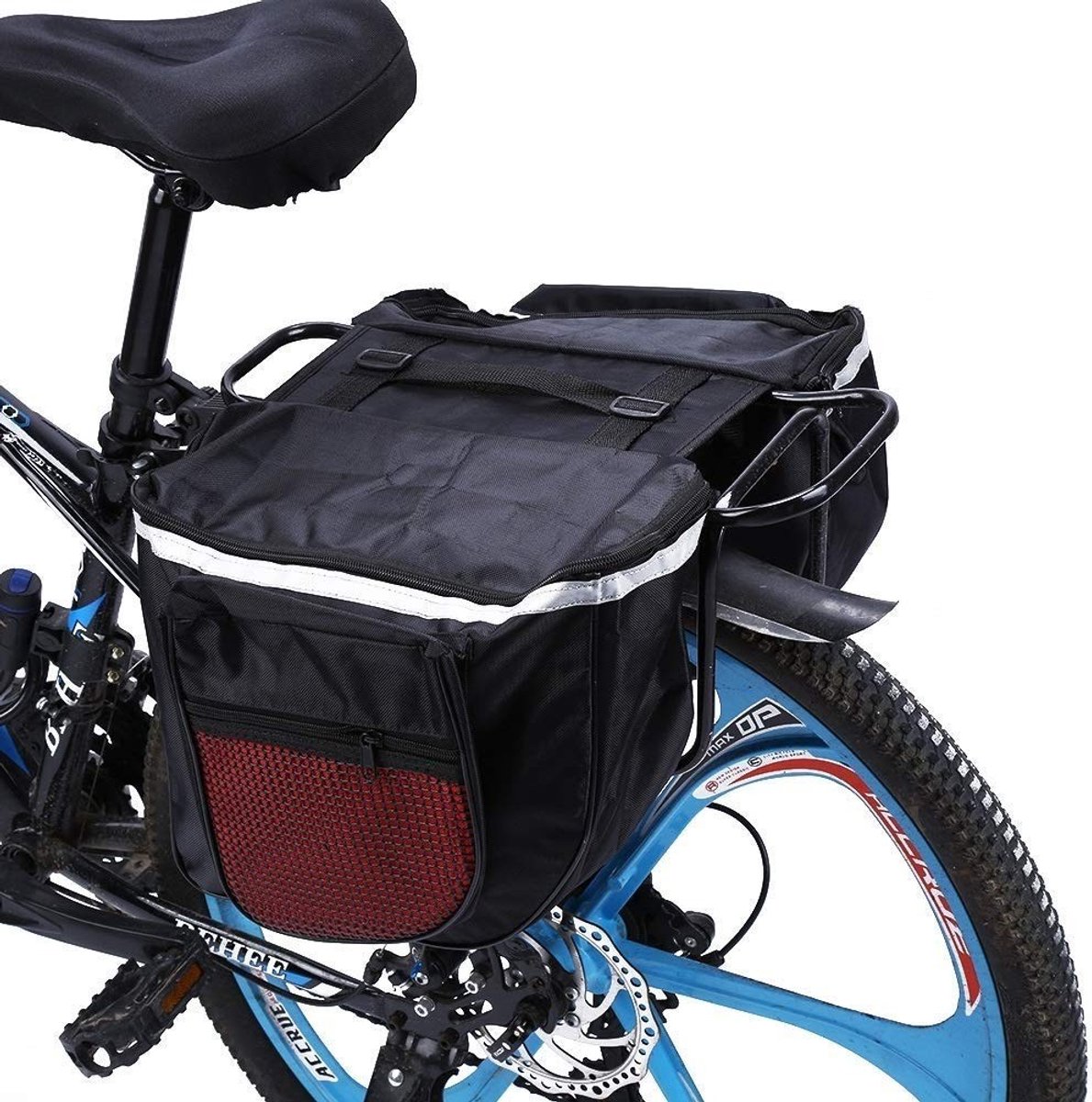Dailygoody - Fietstas - Dubbele Panniers - Ruime Opbergruimte - Zwart en Rood - Ideaal voor Fietsers - Geschikt voor Fietsen - 25 L Capaciteit