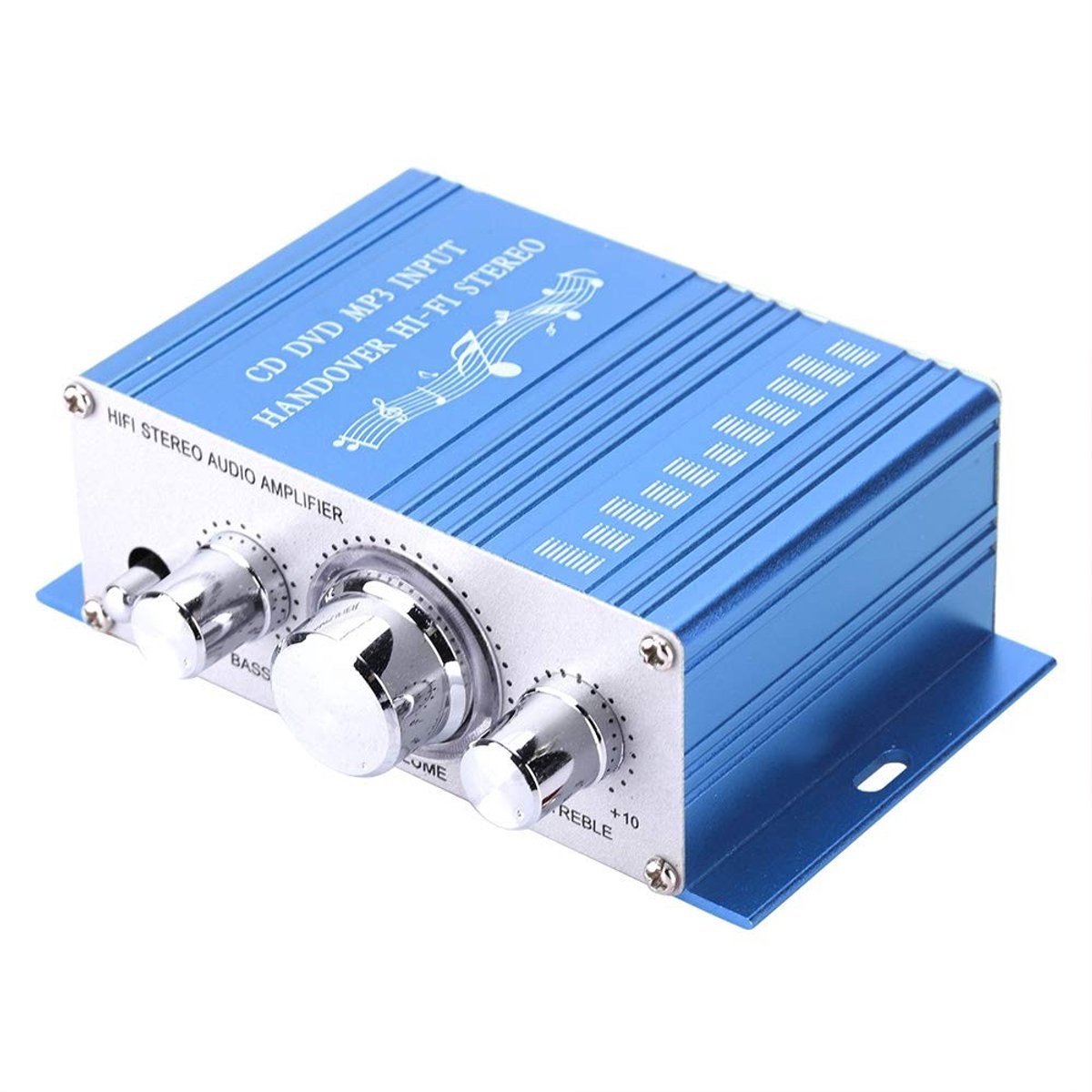 4-kanaals Auto Versterker - Aluminium Behuizing - Mini Digitale Auto Versterker - Hifi Audio - Cd Dvd Mp3 Fm Speler - Blauw .