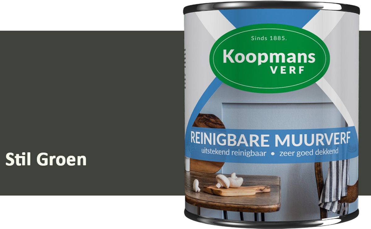Koopmans Reinigbare Muurverf – Afwasbare Schrobvaste Muurverf Binnen – Mat – Voor Keuken, Woonkamer & Kinderkamer – Stil Groen – 7,5 l