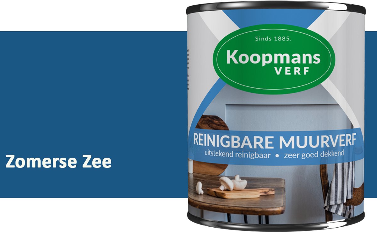Koopmans Reinigbare Muurverf – Afwasbare Schrobvaste Muurverf Binnen – Mat – Voor Keuken, Woonkamer & Kinderkamer – Zomerse Zee – 5 l