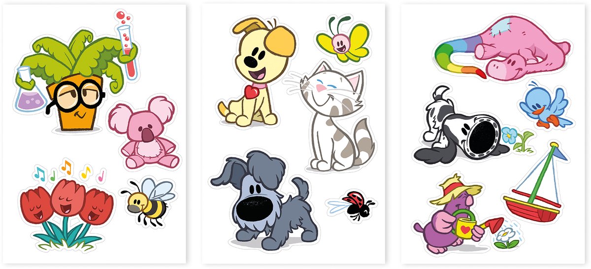 Woezel en Pip Muurstickers - Dieren - 29,7x21cm - Multi